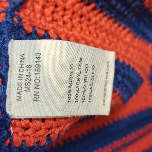 FRNCH NWT Cybille Sleeveless Crochet Jacket Vibrant Orange and Blue Knit Medium - Picture 4 of 16